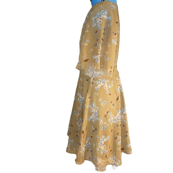Free People Gold Floral Fully Lined Dress Size Small boho festival - Picture 2 of 15